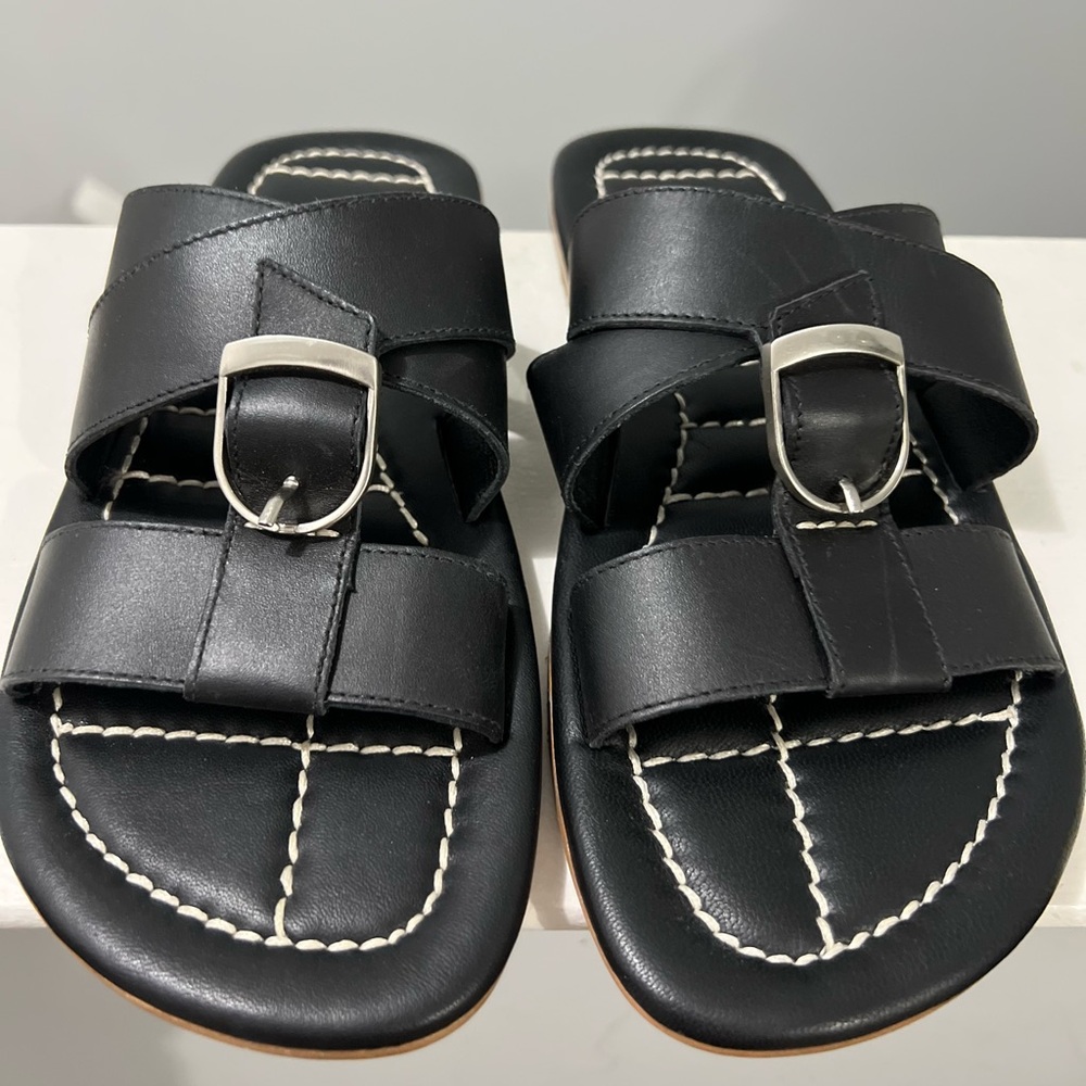🌻🆕FREE PEOPLE SLOAN BUCKLE SANDALS-BLACK-SIZE 7.5 & 9 - Picture 10 of 16